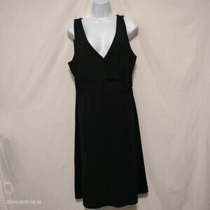Eddie Bauer Size Large Black Classic Empire Waist Midi Dress Minimalist Beach